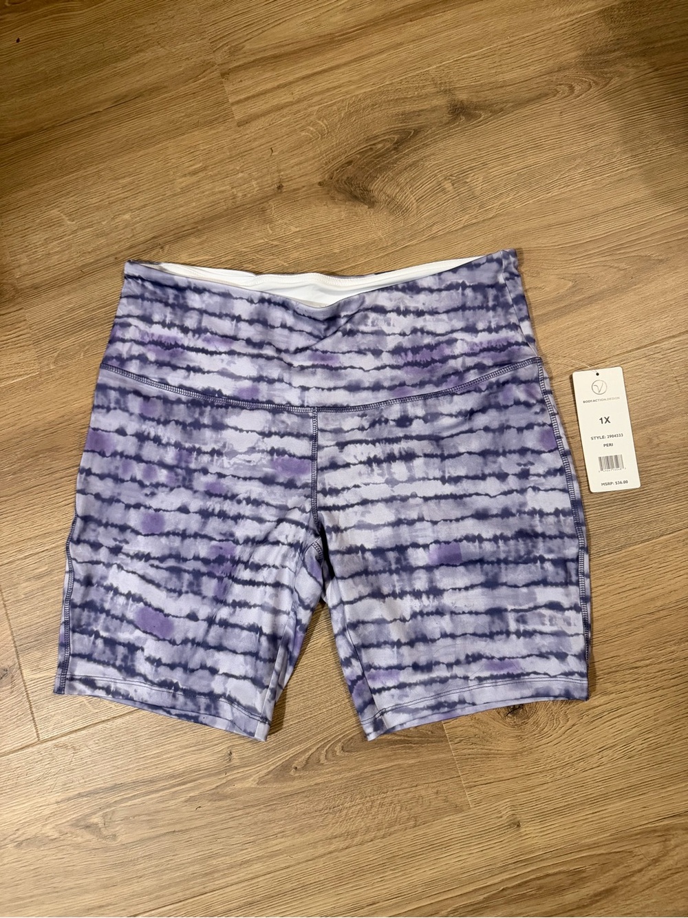 VOGO Athletica Purple Striped Tie-Dye Athletic Shorts